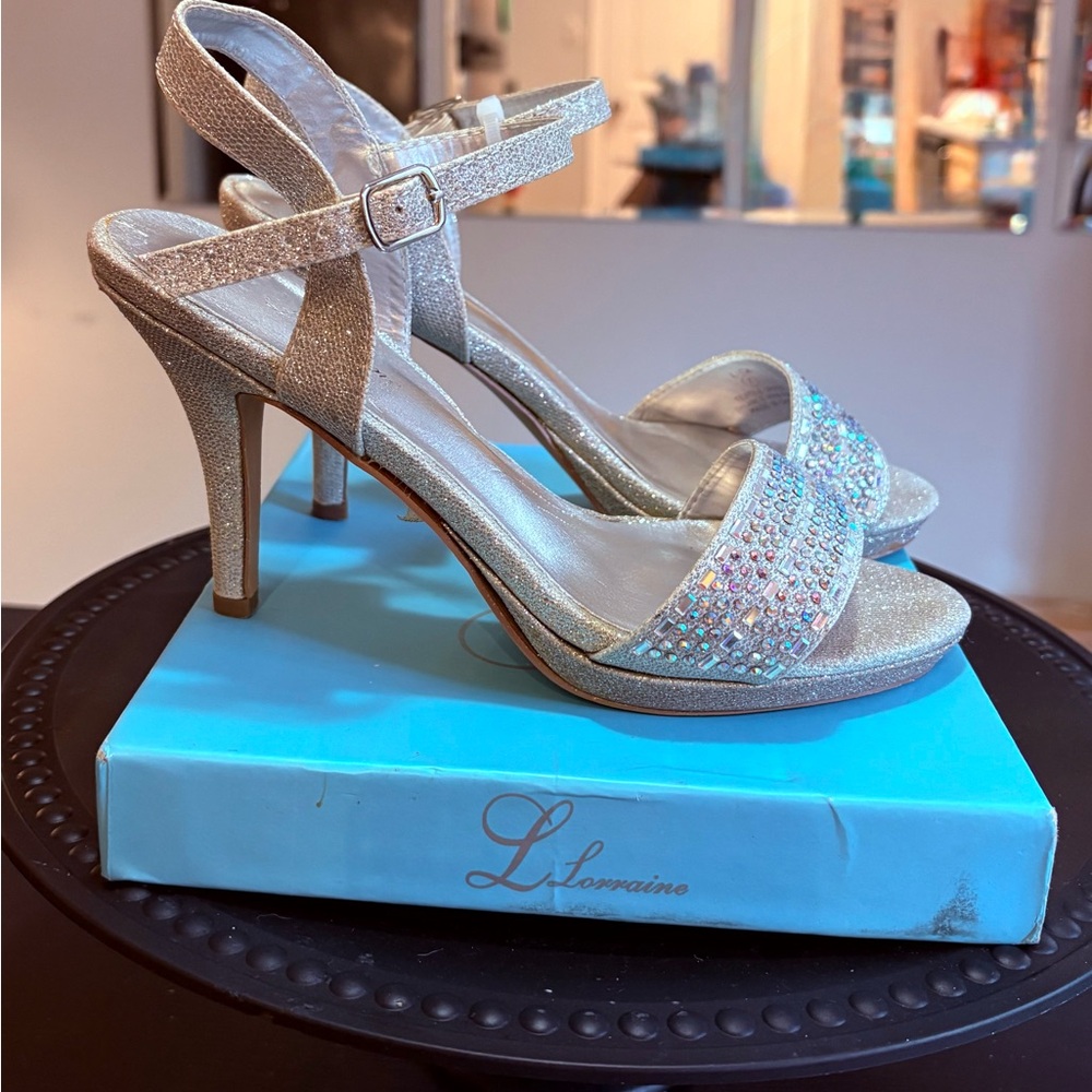 Lorraine Glittering Silver Strappy Heels